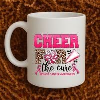Cheer For The Cure Cheerleader Pink Ribbon Breast Cancer Coffee Mug thumb 2