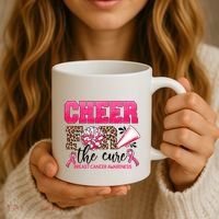 Cheer For The Cure Cheerleader Pink Ribbon Breast Cancer Coffee Mug thumb 3