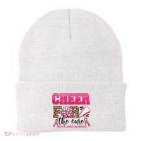 Cheer For The Cure Cheerleader Pink Ribbon Breast Cancer Beanie thumb 0