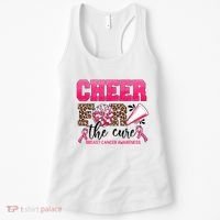 Cheer For The Cure Cheerleader Pink Ribbon Breast Cancer Women's Tank Top thumb 0
