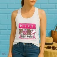 Cheer For The Cure Cheerleader Pink Ribbon Breast Cancer Women's Tank Top thumb 2