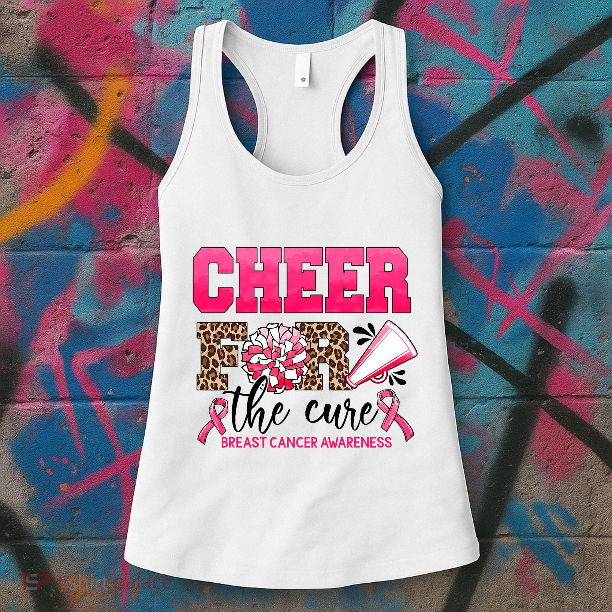 Cheer For The Cure Cheerleader Pink Ribbon Breast Cancer Women's Tank Top