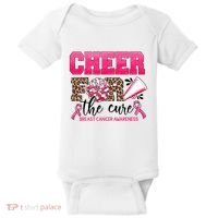 Cheer For The Cure Cheerleader Pink Ribbon Breast Cancer Baby Bodysuit thumb 0