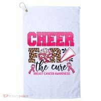 Cheer For The Cure Cheerleader Pink Ribbon Breast Cancer Golf Towel thumb 0