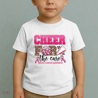 Cheer For The Cure Cheerleader Pink Ribbon Breast Cancer Toddler T-Shirt thumb 2