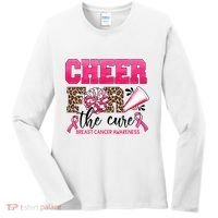 Cheer For The Cure Cheerleader Pink Ribbon Breast Cancer Women's Long Sleeve Shirt thumb 0