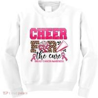 Cheer For The Cure Cheerleader Pink Ribbon Breast Cancer Kids Sweatshirt thumb 0