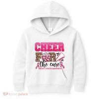 Cheer For The Cure Cheerleader Pink Ribbon Breast Cancer Kids Hoodie thumb 0