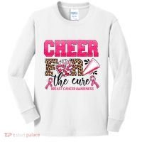 Cheer For The Cure Cheerleader Pink Ribbon Breast Cancer Kids Long Sleeve Shirt thumb 0