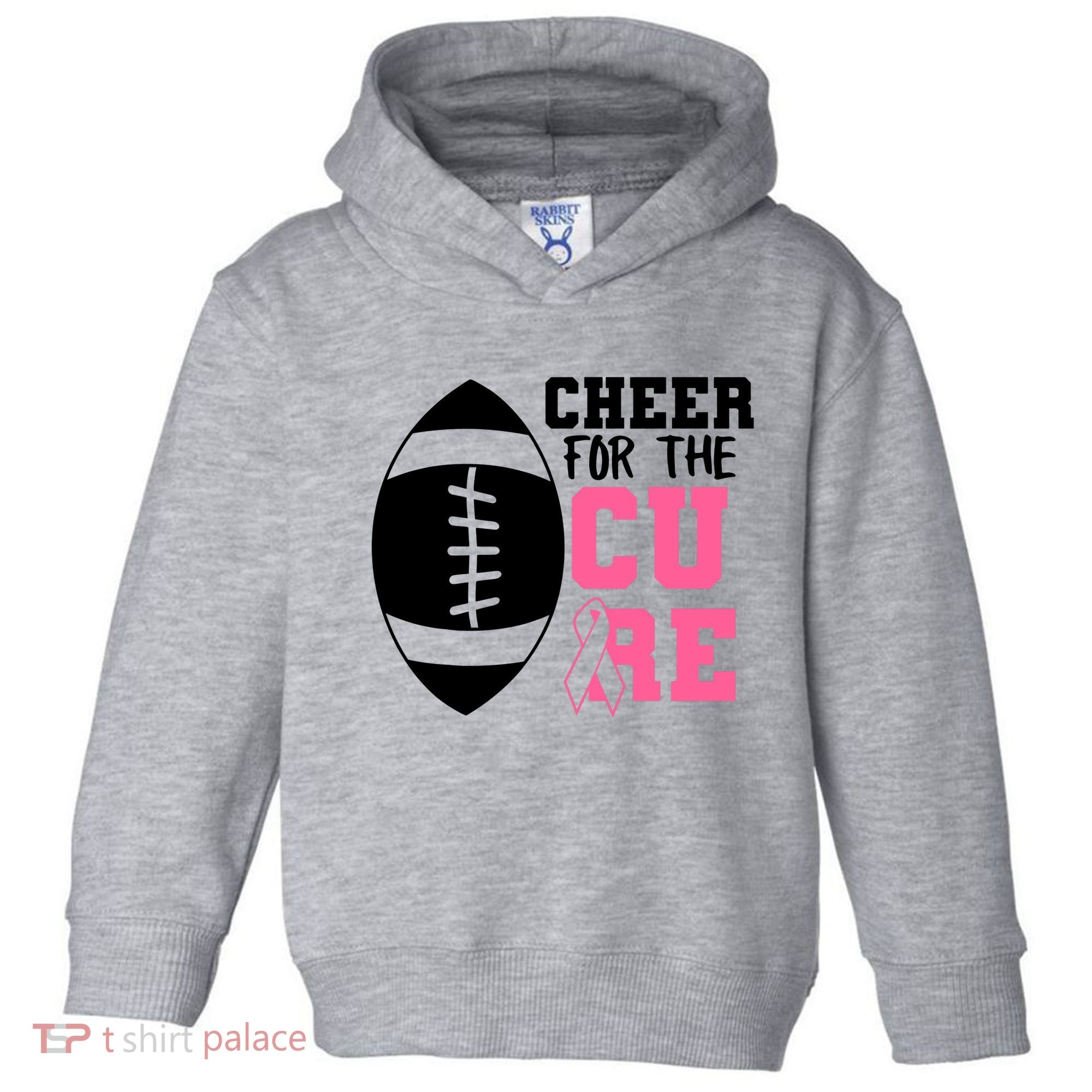 Cheer For The Cure Football Pink Breast Cancer Support Toddler Hoodie