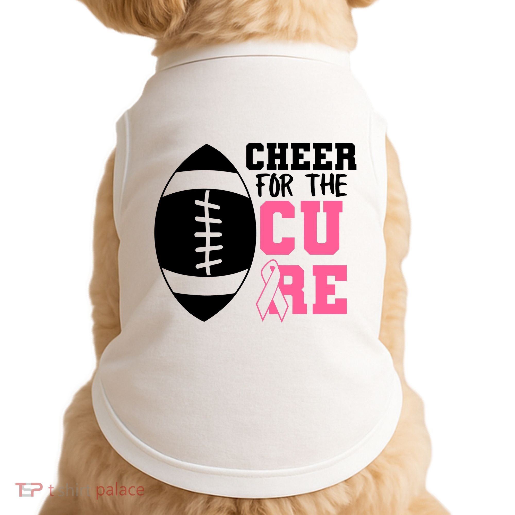 Cheer For The Cure Football Pink Breast Cancer Support Doggie Tank