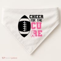 Cheer For The Cure Football Pink Breast Cancer Support USA-Made Doggie Bandana thumb 0