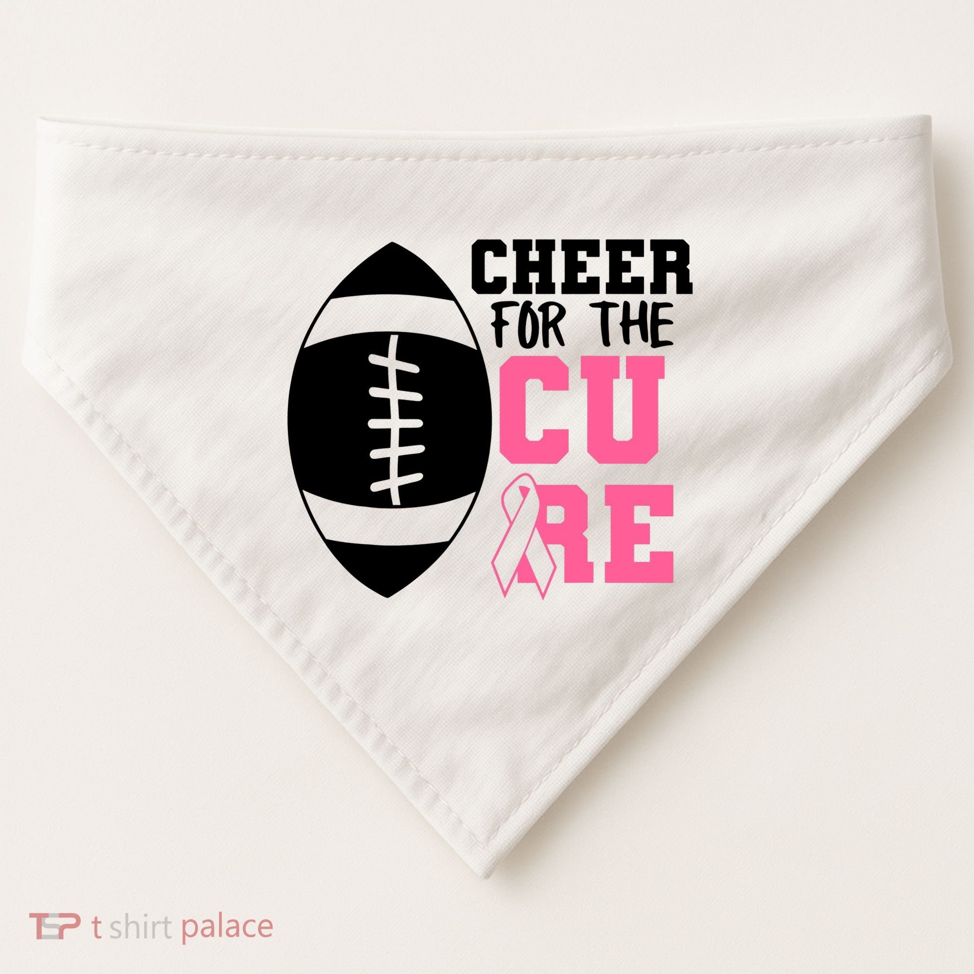Cheer For The Cure Football Pink Breast Cancer Support USA-Made Doggie Bandana