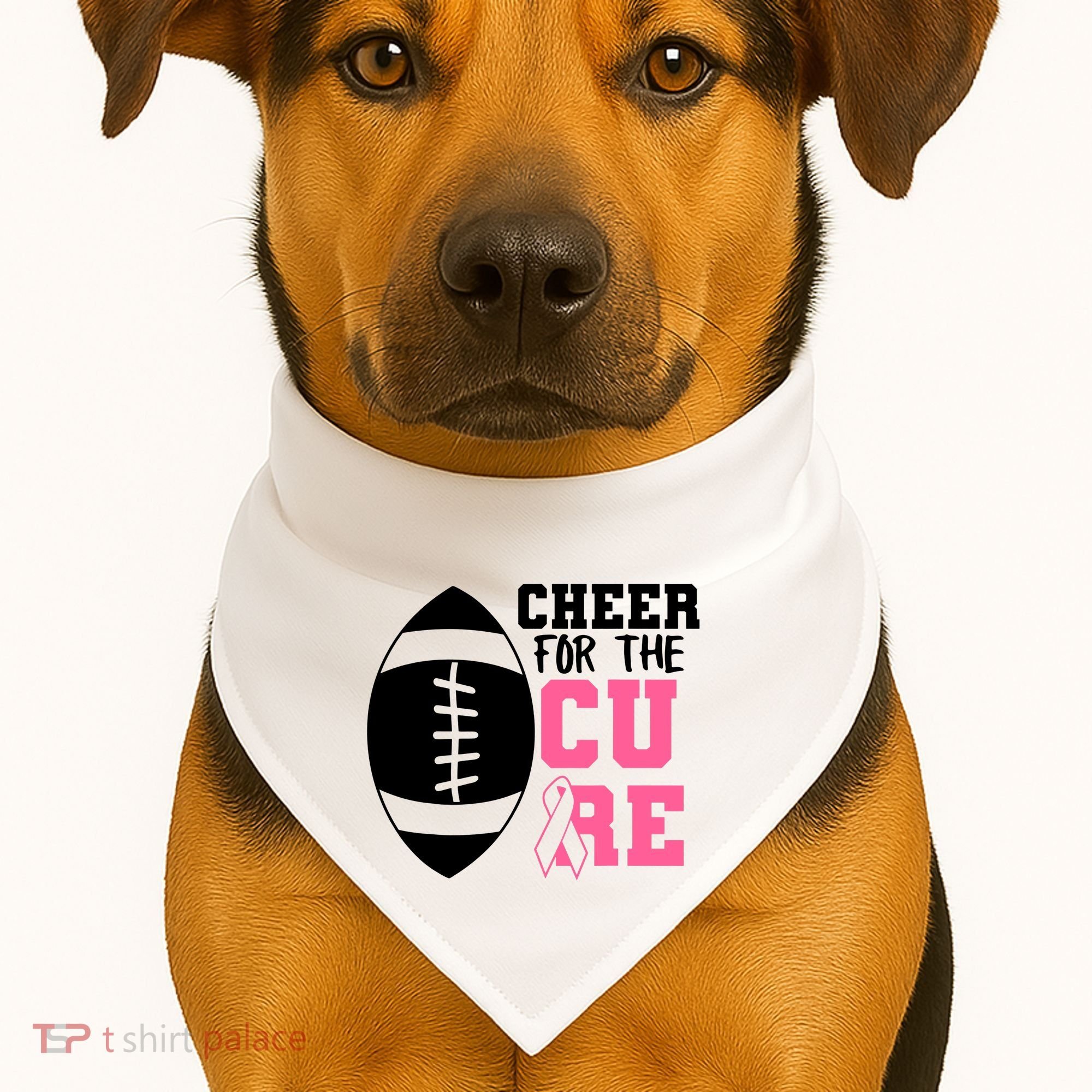 Cheer For The Cure Football Pink Breast Cancer Support USA-Made Doggie Bandana