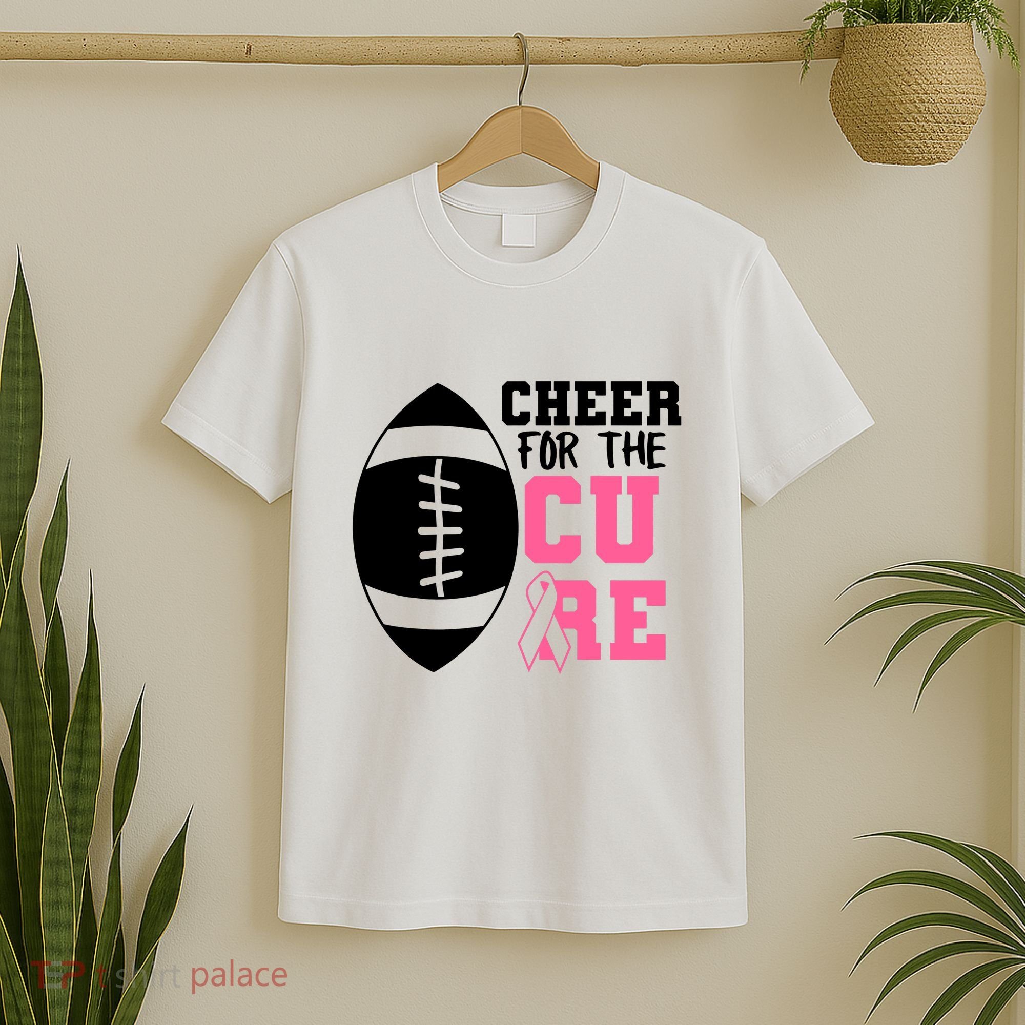 Cheer For The Cure Football Pink Breast Cancer Support T-Shirt