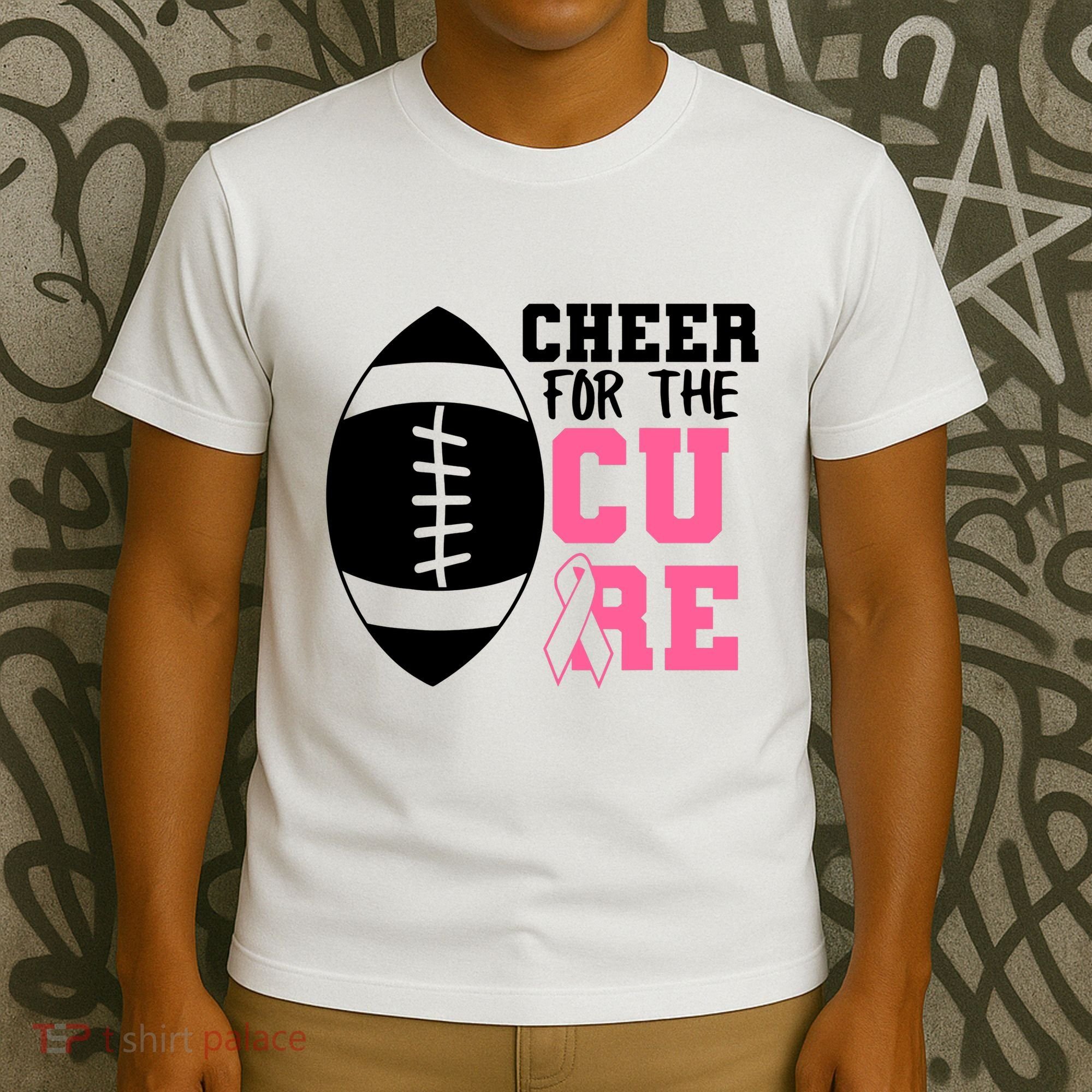 Cheer For The Cure Football Pink Breast Cancer Support T-Shirt
