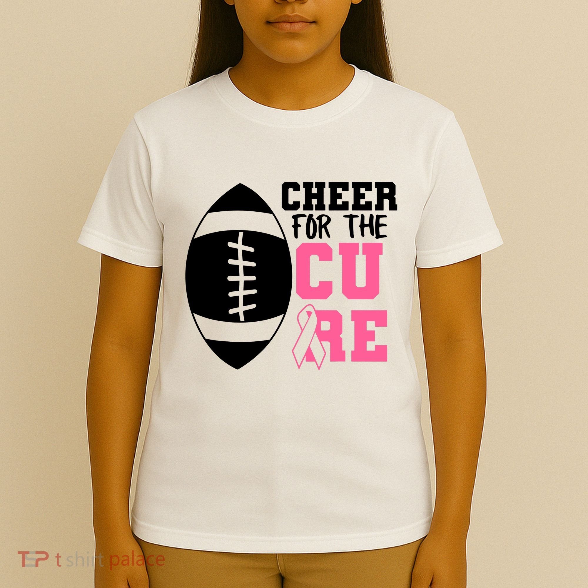 Cheer For The Cure Football Pink Breast Cancer Support T-Shirt