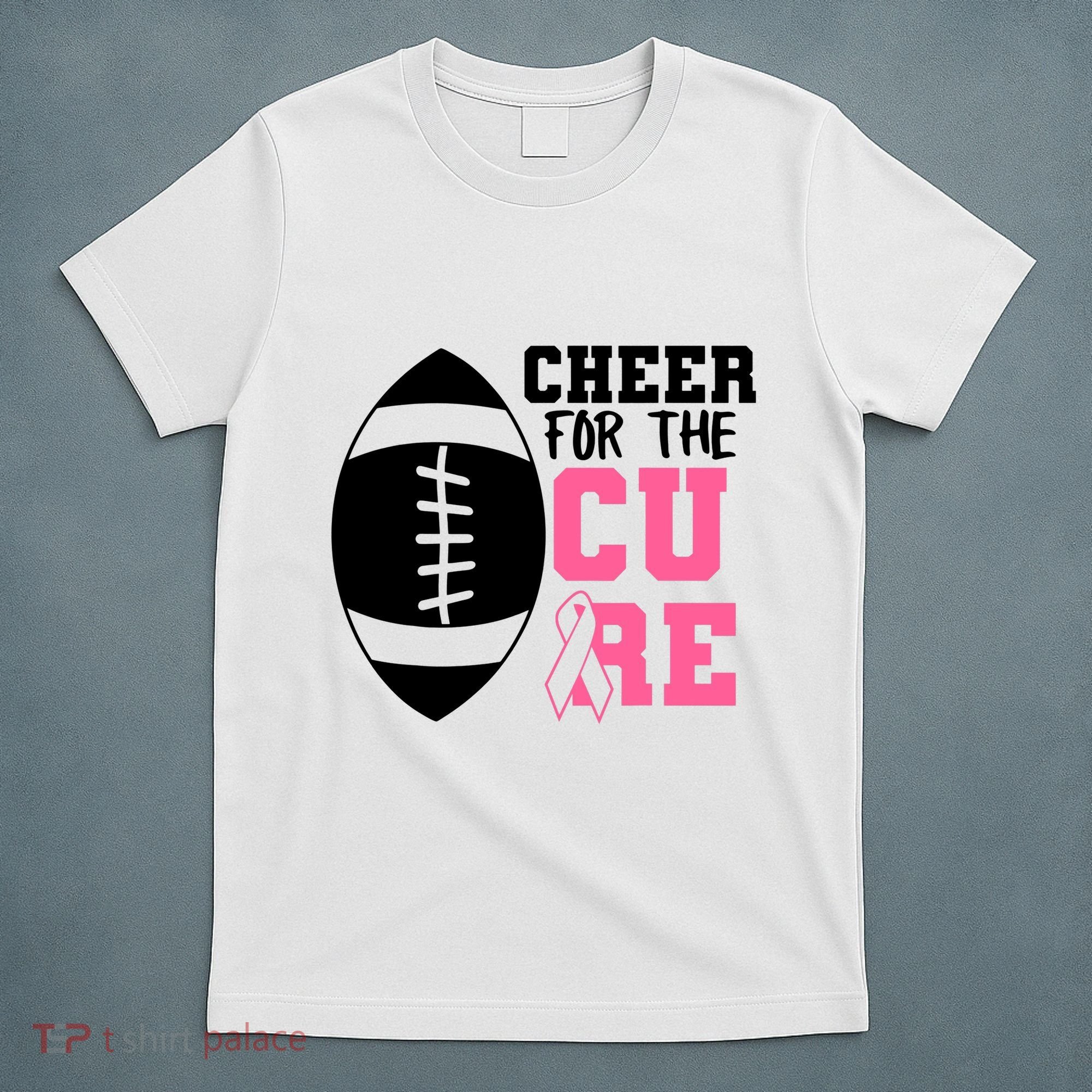 Cheer For The Cure Football Pink Breast Cancer Support T-Shirt