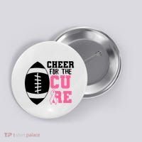 Cheer For The Cure Football Pink Breast Cancer Support Button thumb 0