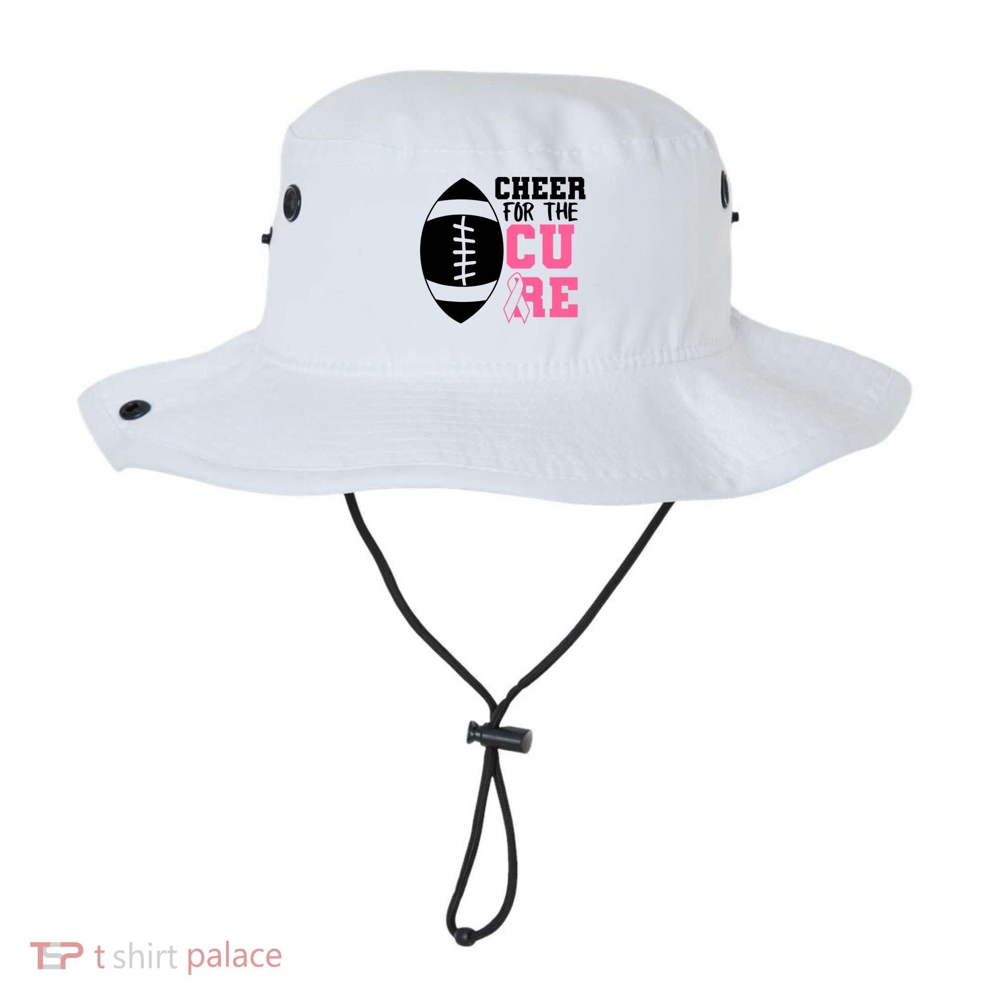 Cheer For The Cure Football Pink Breast Cancer Support Bucket Hat