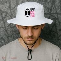 Cheer For The Cure Football Pink Breast Cancer Support Bucket Hat thumb 2