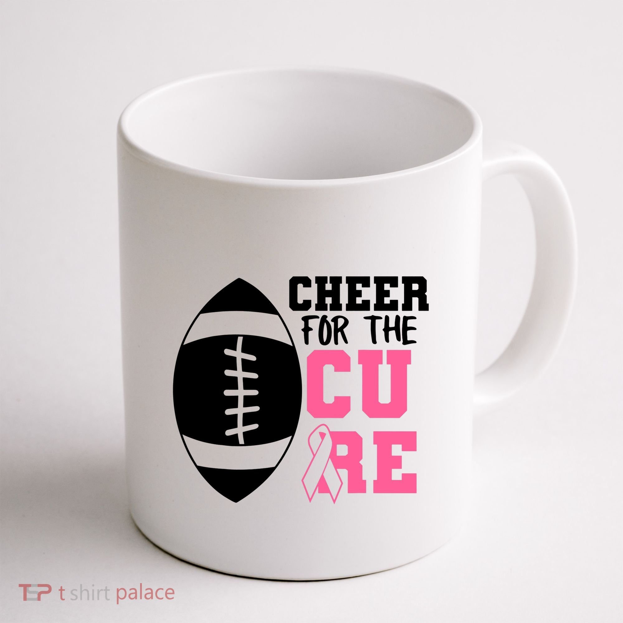 Cheer For The Cure Football Pink Breast Cancer Support Coffee Mug