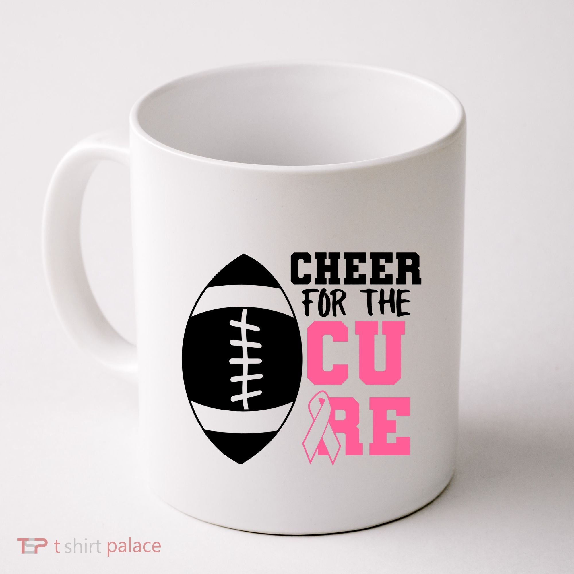 Cheer For The Cure Football Pink Breast Cancer Support Coffee Mug
