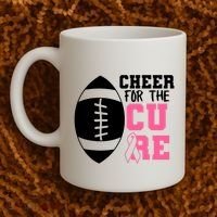 Cheer For The Cure Football Pink Breast Cancer Support Coffee Mug thumb 2