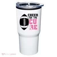 Cheer For The Cure Football Pink Breast Cancer Support Tumbler thumb 0