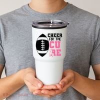 Cheer For The Cure Football Pink Breast Cancer Support Tumbler thumb 2