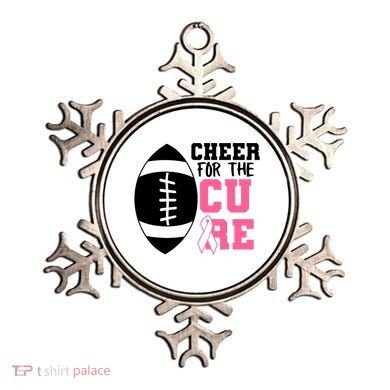 Cheer For The Cure Football Pink Breast Cancer Support Ornament