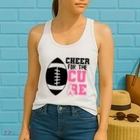 Cheer For The Cure Football Pink Breast Cancer Support Women's Tank Top thumb 2