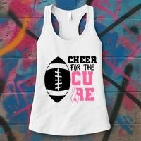 Cheer For The Cure Football Pink Breast Cancer Support Women's Tank Top thumb 3