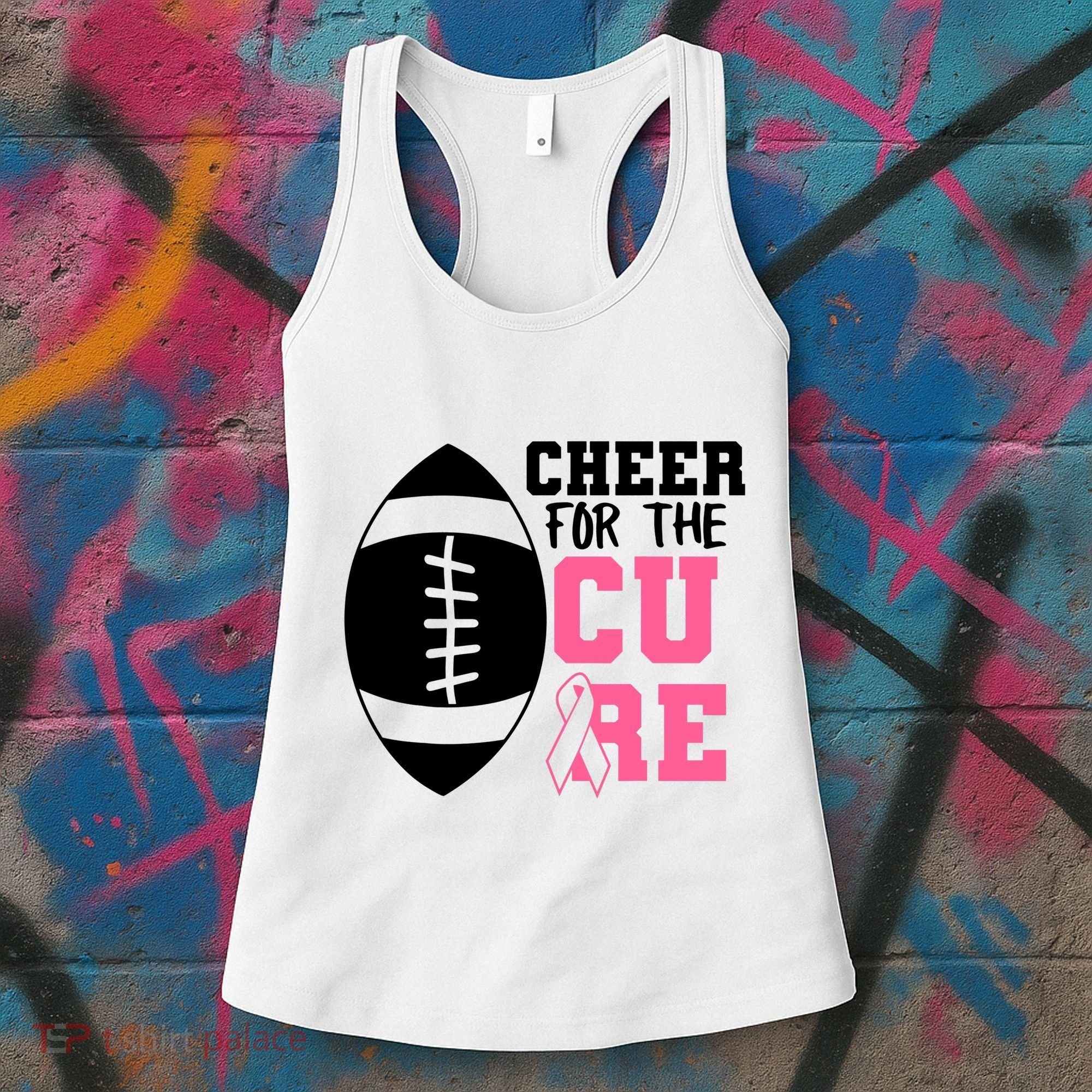 Cheer For The Cure Football Pink Breast Cancer Support Women's Tank Top
