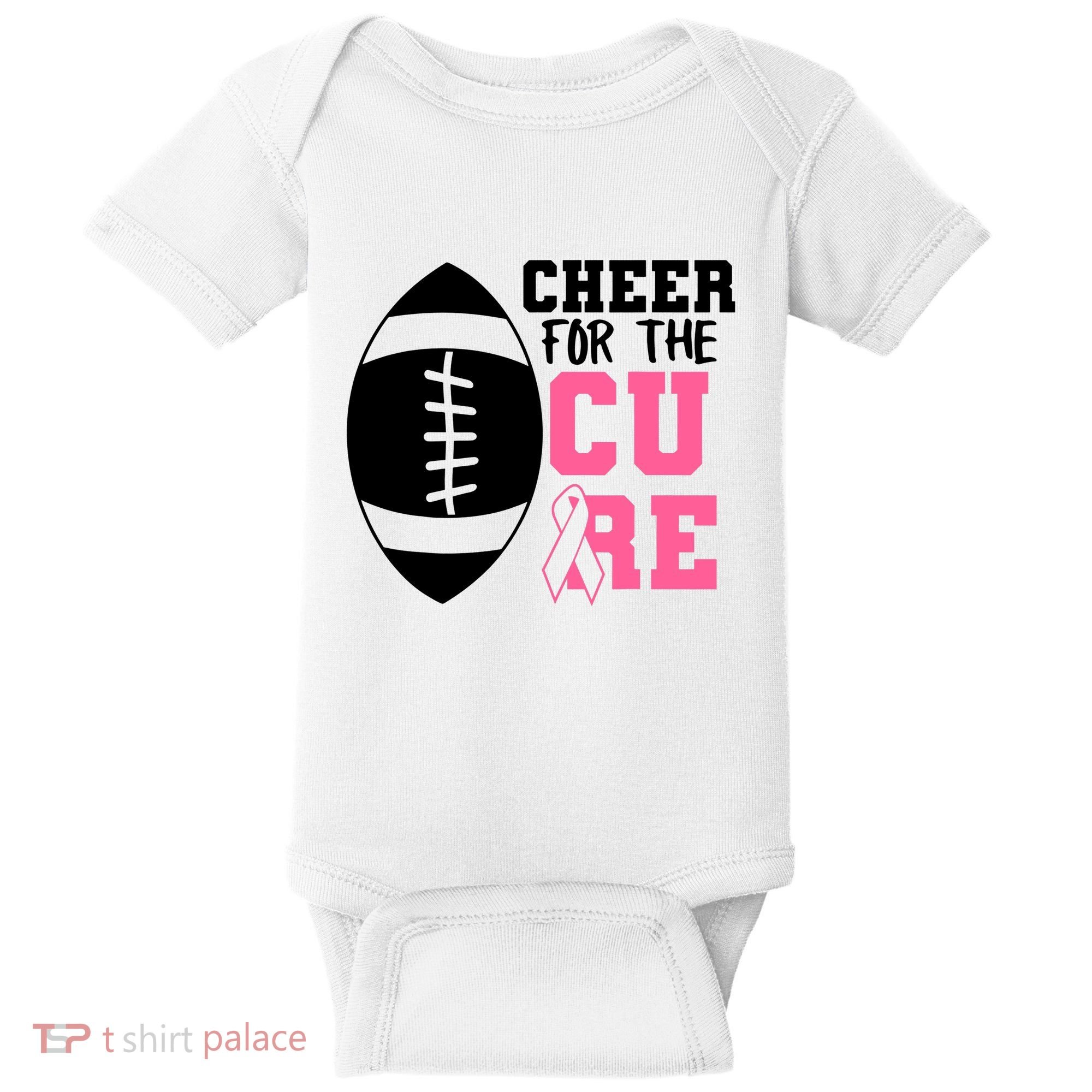 Cheer For The Cure Football Pink Breast Cancer Support Baby Bodysuit