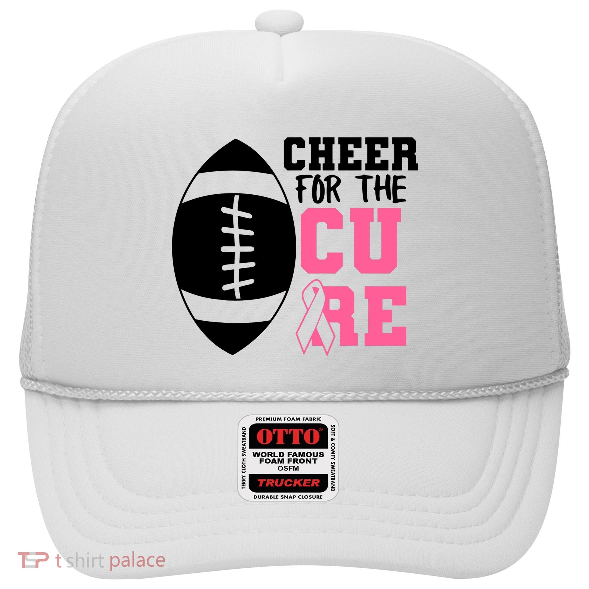 Cheer For The Cure Football Pink Breast Cancer Support Hat