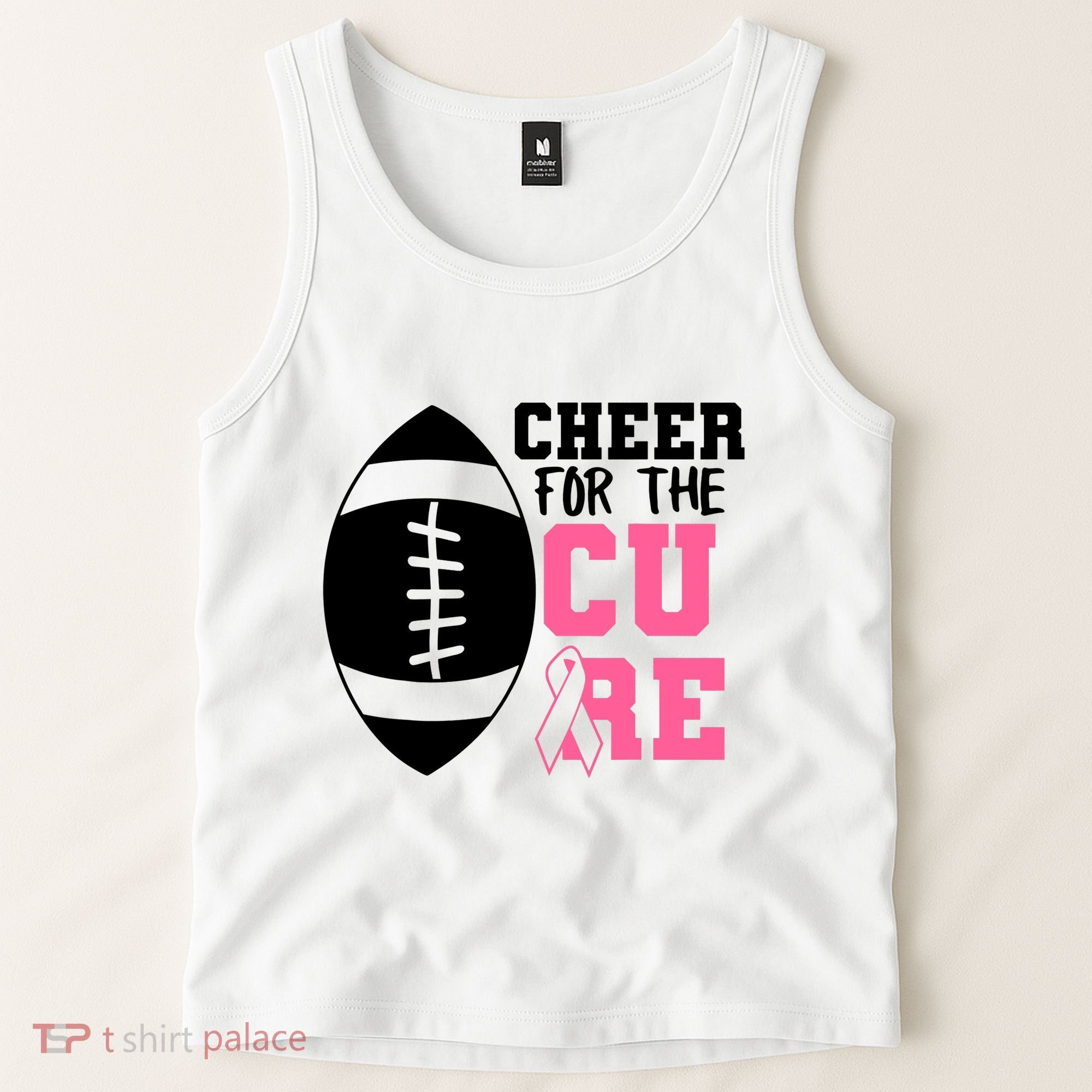 Cheer For The Cure Football Pink Breast Cancer Support Tank Top