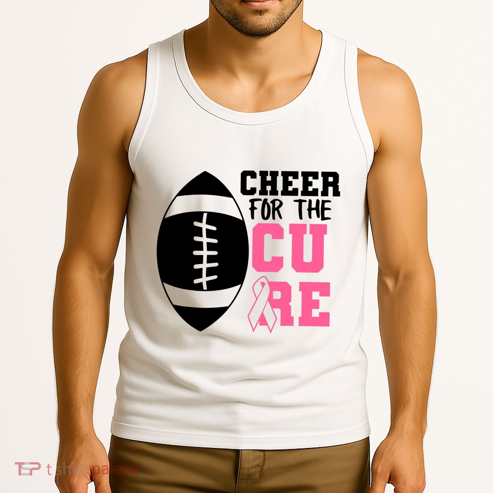 Cheer For The Cure Football Pink Breast Cancer Support Tank Top