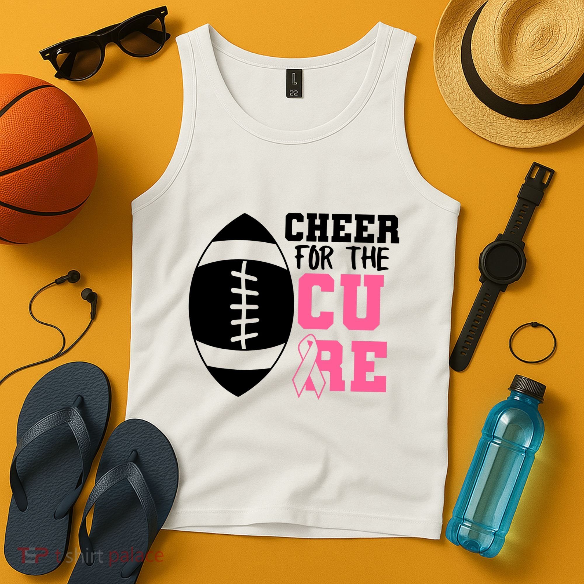 Cheer For The Cure Football Pink Breast Cancer Support Tank Top