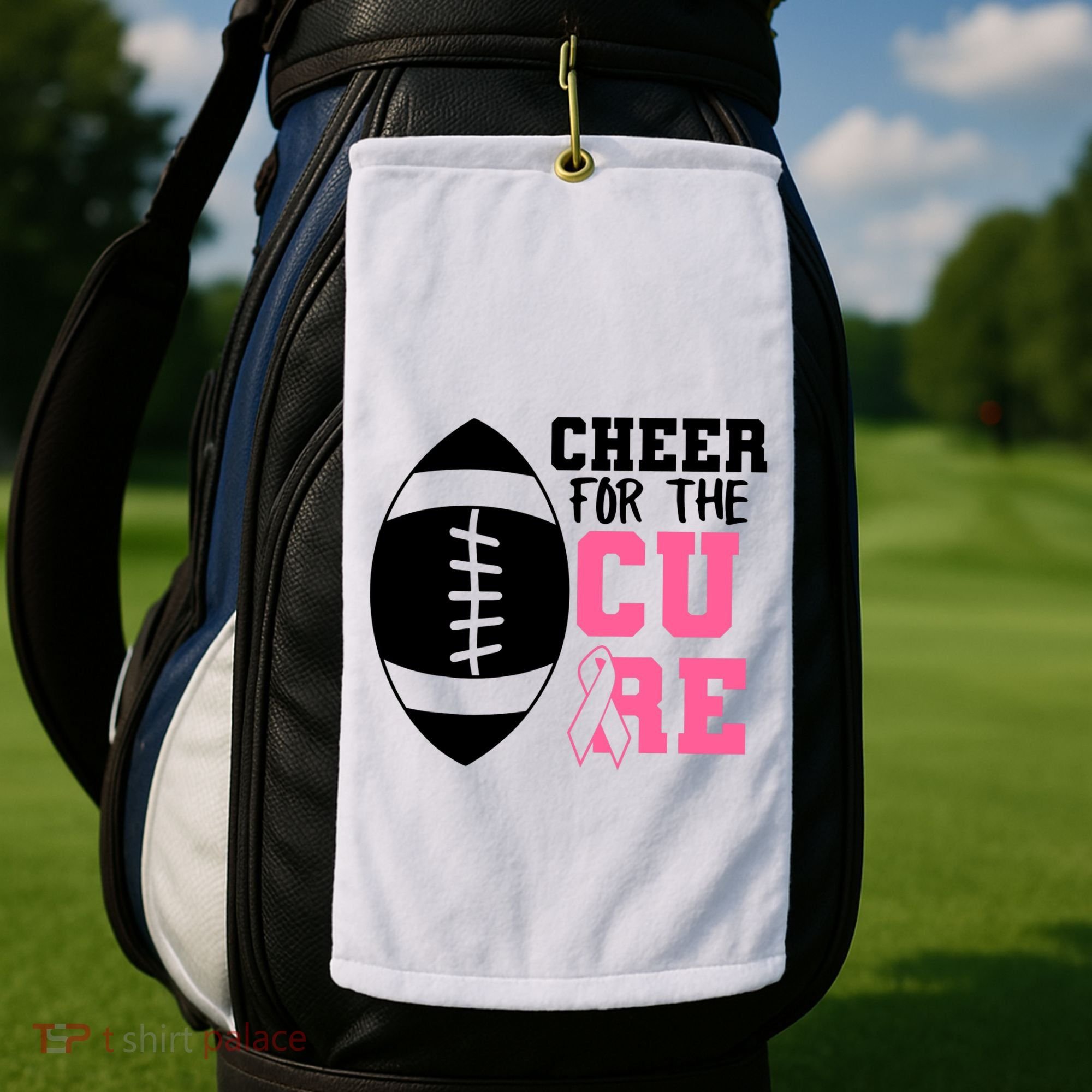 Cheer For The Cure Football Pink Breast Cancer Support Golf Towel