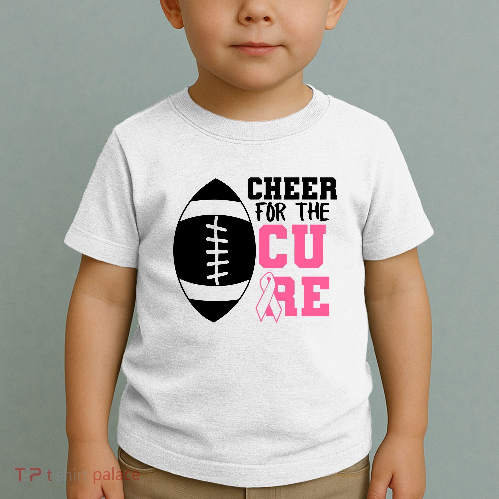 Cheer For The Cure Football Pink Breast Cancer Support Toddler T-Shirt