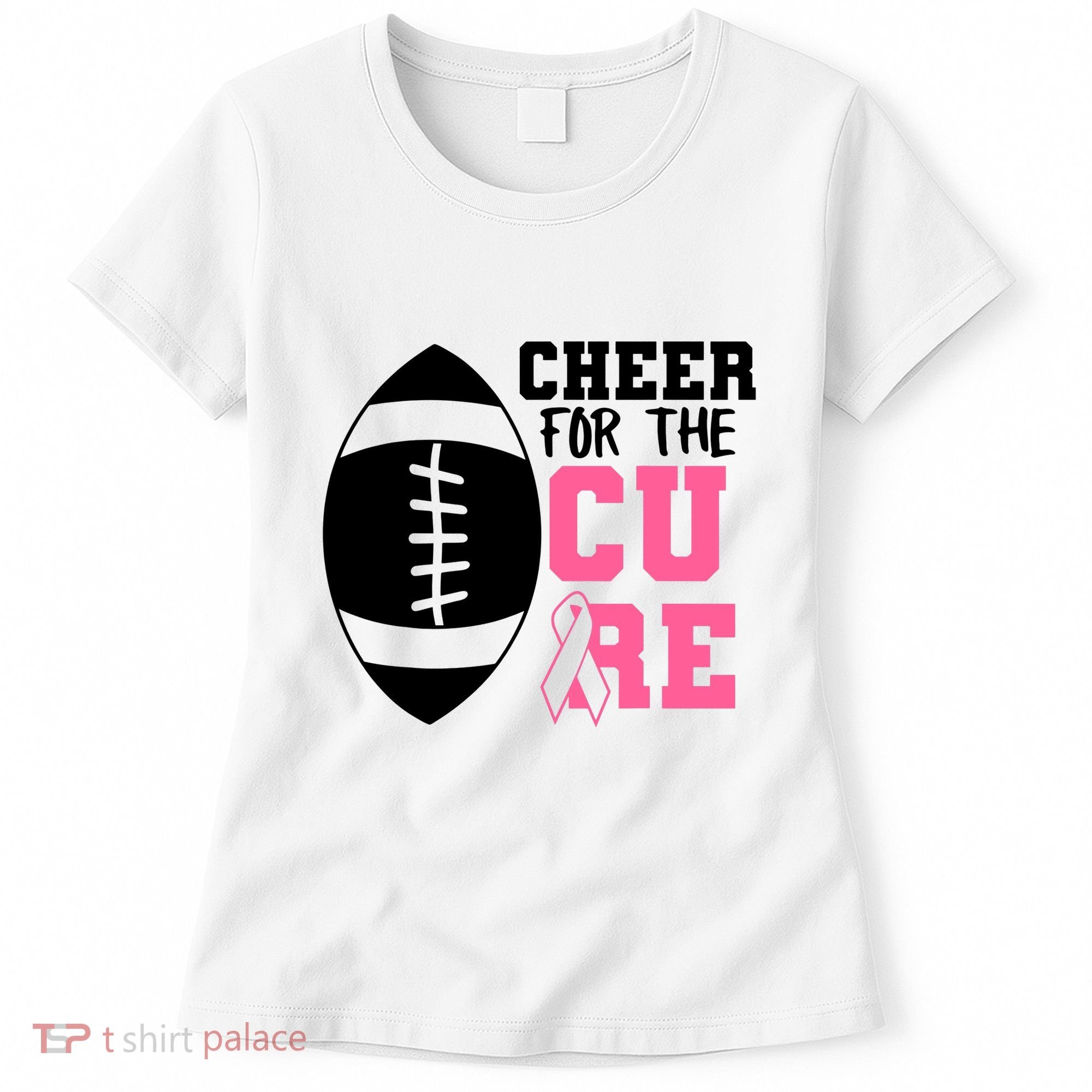 Cheer For The Cure Football Pink Breast Cancer Support Women's T-Shirt
