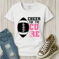 Cheer For The Cure Football Pink Breast Cancer Support Women's T-Shirt thumb 3