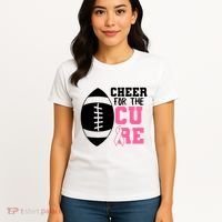 Cheer For The Cure Football Pink Breast Cancer Support Women's T-Shirt thumb 4