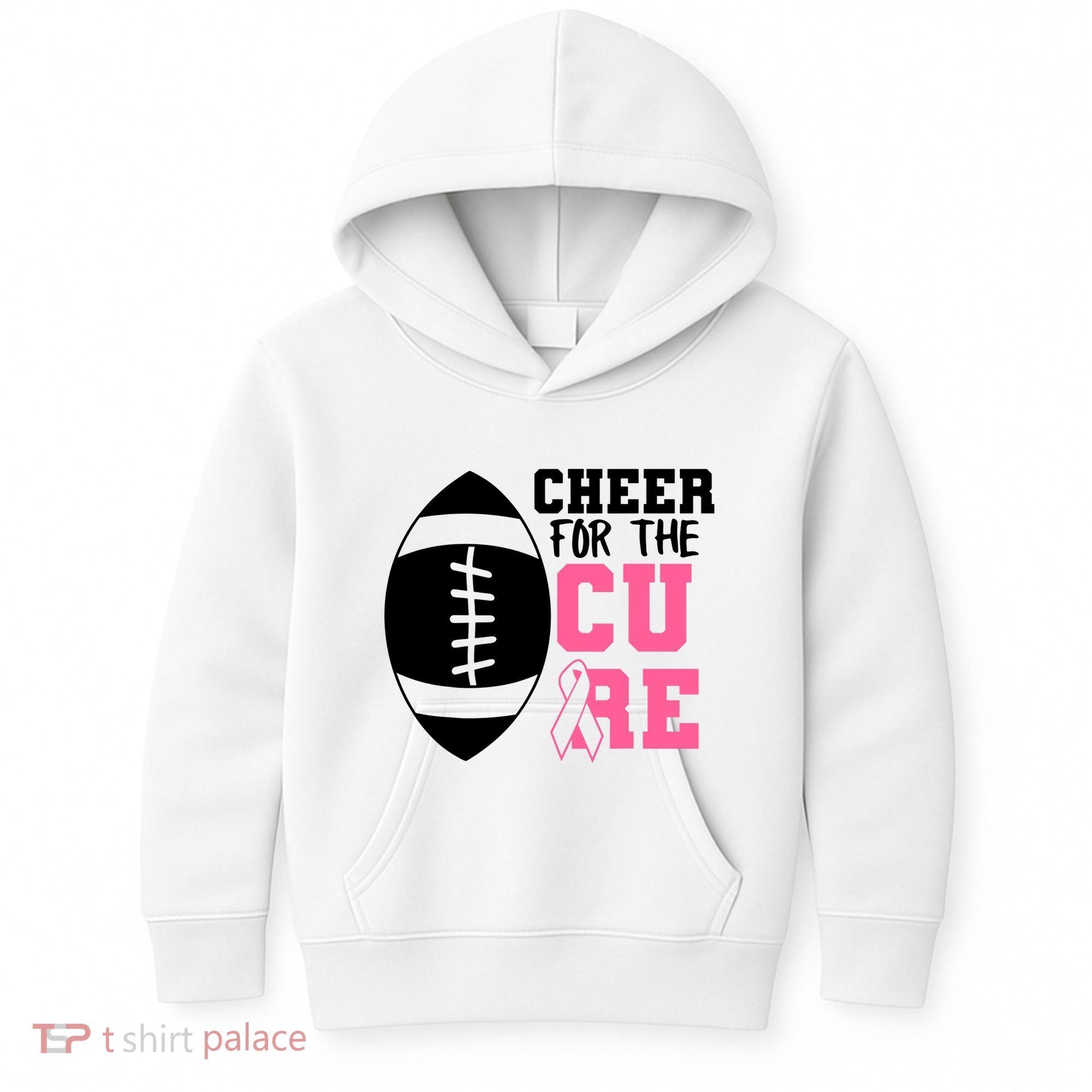 Cheer For The Cure Football Pink Breast Cancer Support Kids Hoodie
