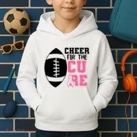 Cheer For The Cure Football Pink Breast Cancer Support Kids Hoodie thumb 2
