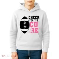 Cheer For The Cure Football Pink Breast Cancer Support Kids Hoodie thumb 4