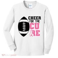 Cheer For The Cure Football Pink Breast Cancer Support Kids Long Sleeve Shirt thumb 0