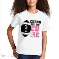 Cheer For The Cure Football Pink Breast Cancer Support Kids T-Shirt thumb 2