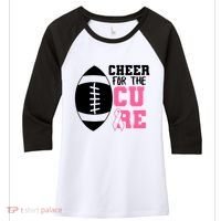 Cheer For The Cure Football Pink Breast Cancer Support Women's Tri-Blend 3/4-Sleeve Raglan Shirt thumb 0